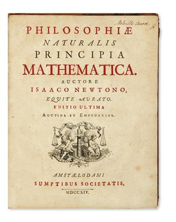 NEWTON, ISAAC, Sir.  Philosophiae naturalis principia mathematica . . . editio ultima auctior et emendatior.  1714